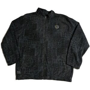 Maui and Sons Full Zip Fleece Jacket Mens XL Black Tribal Print Surf Skate